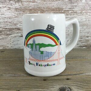 San Francisco Souvenir Ceramic Stein Mug With Rainbow & Skyline Design